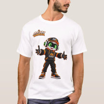 アクセル フューチャリスティック AI ロボット キャラクター グラフィック Tシャツ