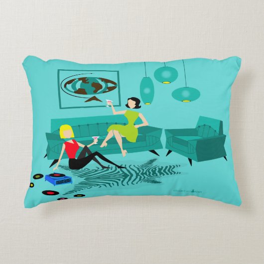 アクセントの枕のレトロの女の子の夜 アクセントクッション (正面)