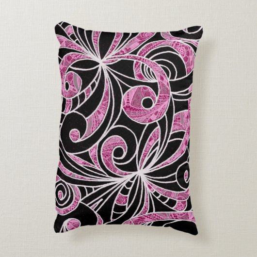 アクセントの枕スケッチの花柄 アクセントクッション (裏面(縦))