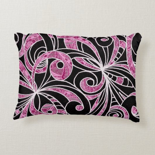 アクセントの枕スケッチの花柄 アクセントクッション (裏面)