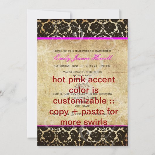 アクセントの色をカスタマイズ、2010目盛パーティー 招待状 (裏面)