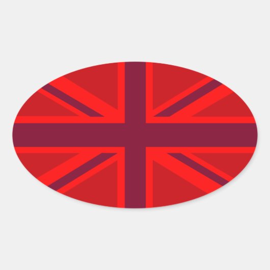 アクセントの英国国旗の赤いデザイン 楕円形シール (正面)