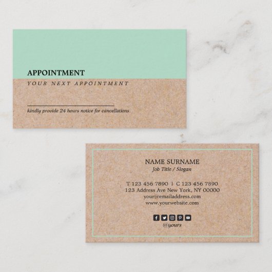 アクセントのPrintedKraftのモダンで真新しいアポイントメント 名刺 (正面/裏面)