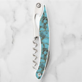 アクセントを置かれるターコイズの石造りの金ゴールド ソムリエナイフ (正面)