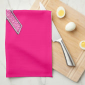 アクセントクロムグリッタースタイルピンクリボン認識度 キッチンタオル (四つ折り)