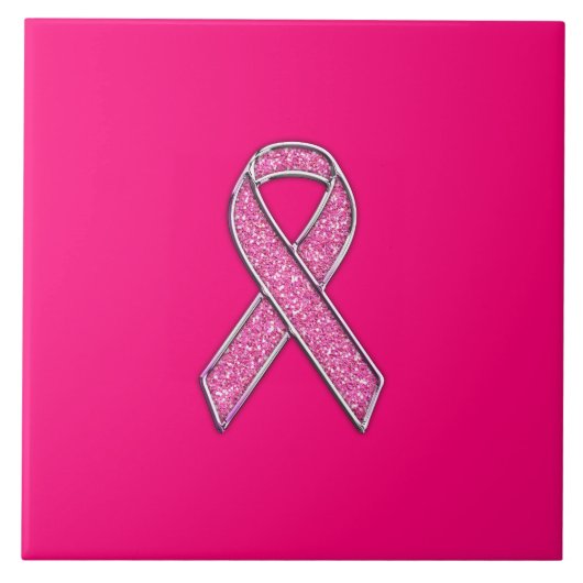 アクセントクロムグリッタースタイルピンクリボン認識度 タイル (正面)