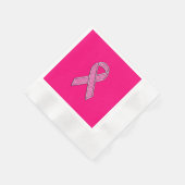 アクセントクロムグリッタースタイルピンクリボン認識度 縁ありカクテルナプキン (角)