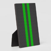 アクセントグリーンカーボンファイバースタイルレーシングストライプ フォトプラーク (側面)
