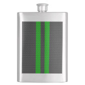アクセントグリーンカーボンファイバースタイルレーシングストライプ フラスク (正面)