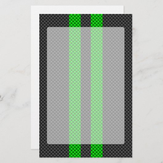 アクセントグリーンカーボンファイバースタイルレーシングストライプ 便箋 (正面/裏面)