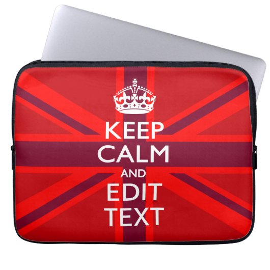 アクセントレッドユニオンのジャッキのフラグにテキストを落ち着かせる ラップトップスリーブ (正面)