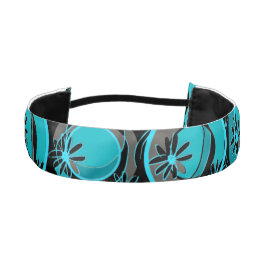 アクセント丸背景フラワーズブラックティール（緑がかった色） アスレチックヘッドバンド