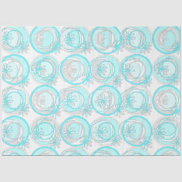 アクセント丸背景フラワーターコイズ白 薄葉紙