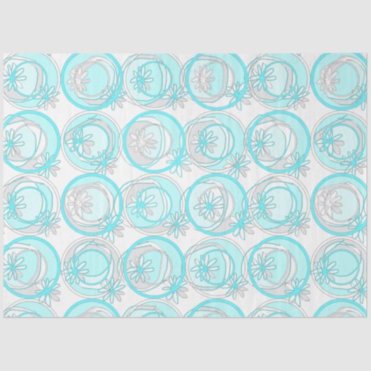 アクセント丸背景フラワーターコイズ白 薄葉紙 (正面)