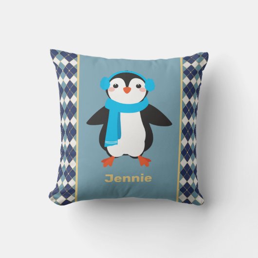 アクセント付きイヤーマフのかわいいペアーガイルンギン クッション (正面)