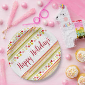 アクセント付きストライプ水玉模様 ペーパープレート (パーティー)