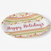 アクセント付きストライプ水玉模様 ペーパープレート (アングル)