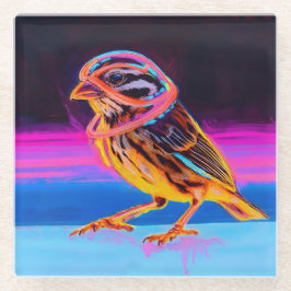 アクセント付きネオン白熱［赤熱］光を放つスパロー ガラスコースター