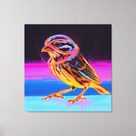 アクセント付きネオン白熱［赤熱］光を放つスパロー キャンバスプリント