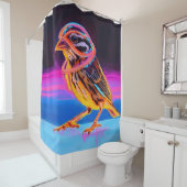 アクセント付きネオン白熱［赤熱］光を放つスパロー シャワーカーテン (インサイチュ)