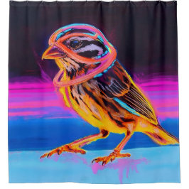 アクセント付きネオン白熱［赤熱］光を放つスパロー シャワーカーテン