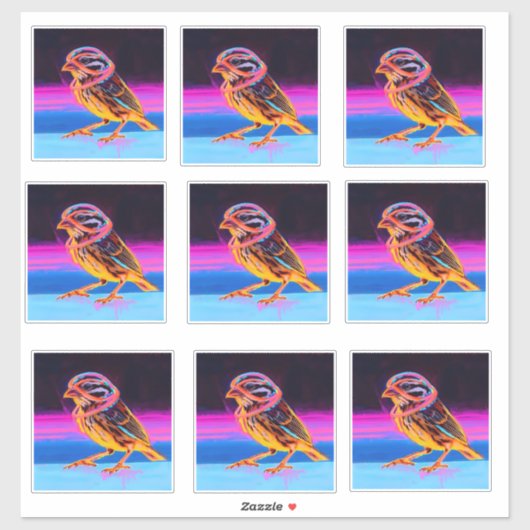 アクセント付きネオン白熱［赤熱］光を放つスパロー シール (シート)