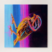 アクセント付きネオン白熱［赤熱］光を放つスパロー ジグソーパズル (横)