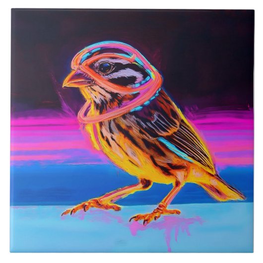 アクセント付きネオン白熱［赤熱］光を放つスパロー タイル (正面)