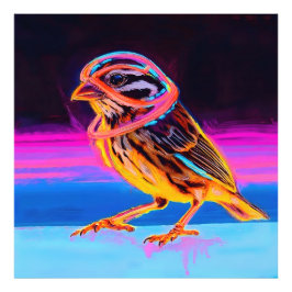 アクセント付きネオン白熱［赤熱］光を放つスパロー フォトプリント           