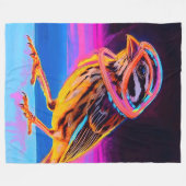 アクセント付きネオン白熱［赤熱］光を放つスパロー フリースブランケット (正面(横))