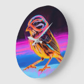 アクセント付きネオン白熱［赤熱］光を放つスパロー ラージ壁時計 (傾斜)