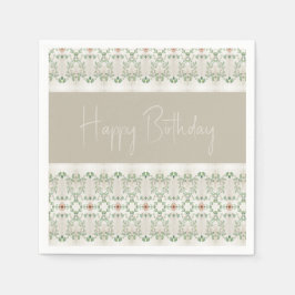 アクセント付きフローラルパターン スタンダードカクテルナプキン