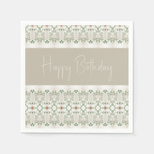 アクセント付きフローラルパターン スタンダードカクテルナプキン (正面)