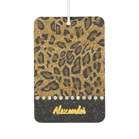 アクセント付き輝くアニマルプリントきらめく。 カーエアーフレッシュナー (正面)