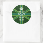 アクセント保グリーンCalmとYour Text Union Jack ラウンドシール (バッグ)