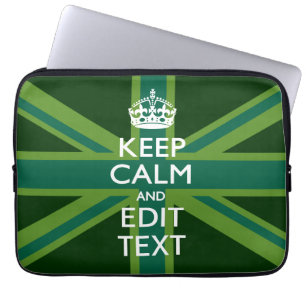 アクセント保グリーンCalmとYour Text Union Jack ラップトップスリーブ