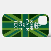 アクセント保グリーンCalmとYour Text Union Jack Case-Mate iPhoneケース (裏面 (横))