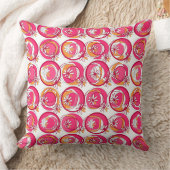 アクセント円（背景）花ピンク（オレンジ）白 クッション (ブランケット)