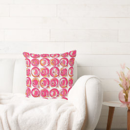 アクセント円（背景）花ピンク（オレンジ）白 クッション