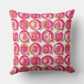 アクセント円（背景）花ピンク（オレンジ）白 クッション (裏面)