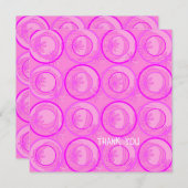 アクセント円（背景）花ピンク サンキューカード (正面/裏面)