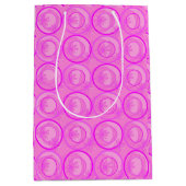 アクセント円（背景）花ピンク ミディアムペーパーバッグ (正面)