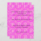 アクセント円（背景）花ピンク 招待状 (正面/裏面)