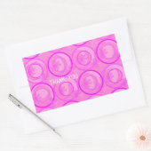 アクセント円（背景）花ピンク 長方形シール (封筒)