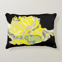 アクセント枕16" x 12"黄色バラ