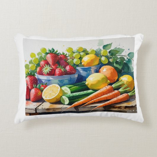 アクセント枕 – フルーツ&野菜デコール アクセントクッション (正面)