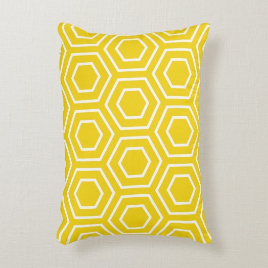 アクセント枕 – レモンイエロー六角パターン アクセントクッション (正面(垂直))