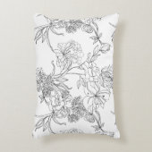 アクセント枕 – 白黒フローラプリント アクセントクッション (正面(垂直))