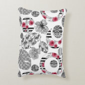 アクセント枕、赤と黒、キルティング、パッチワーク アクセントクッション (裏面(縦))