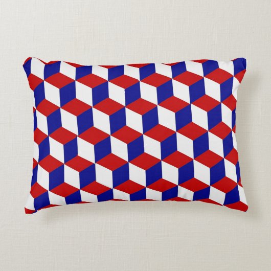 アクセント枕 – 赤、白、青の錯覚をブロック アクセントクッション (正面)